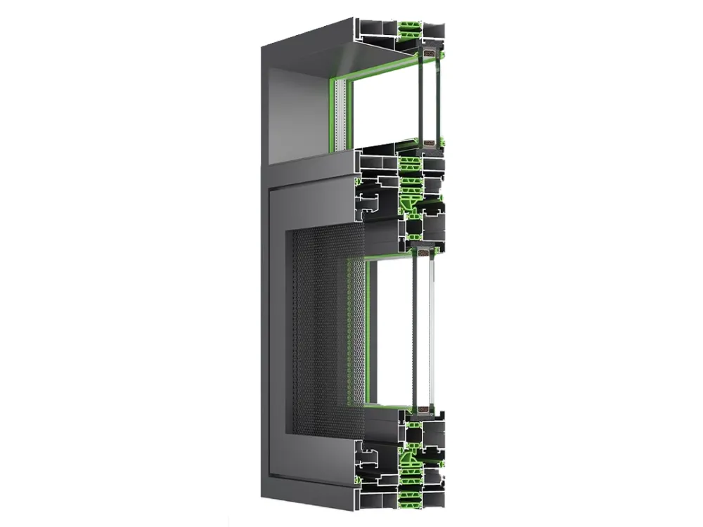 115 Series Thermal-Break Casement Window with Integrated Screen, Multi-Chamber Poured