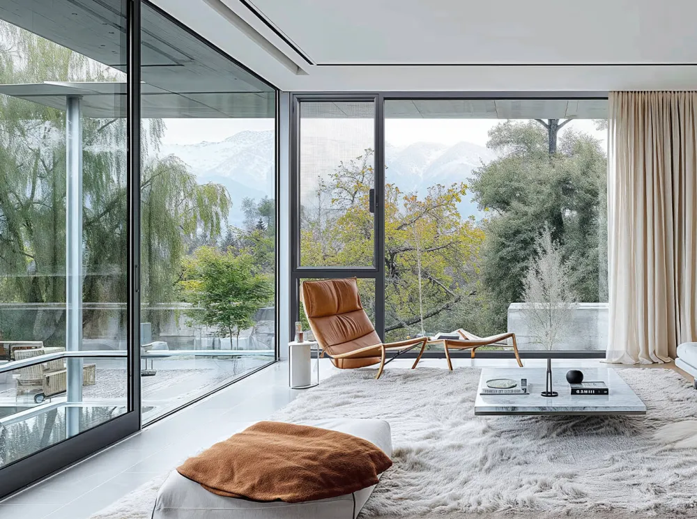 Aluminum sliding door in luxury interior