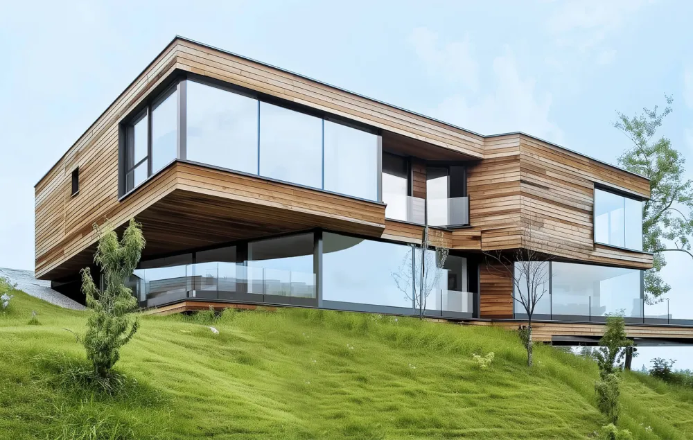 Aluminum curtain wall, modern villa