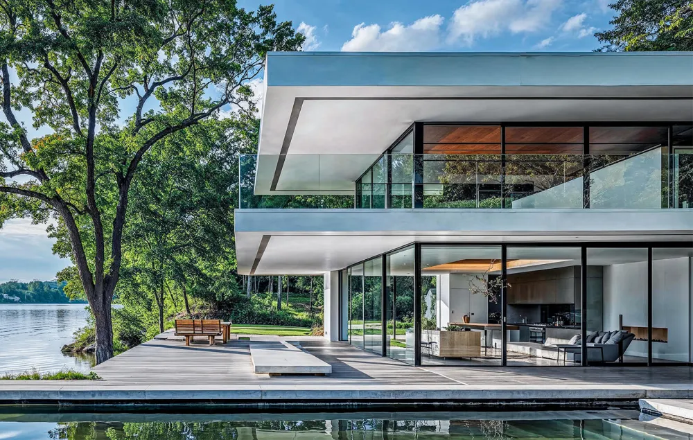 Aluminum curtain wall and glass railing