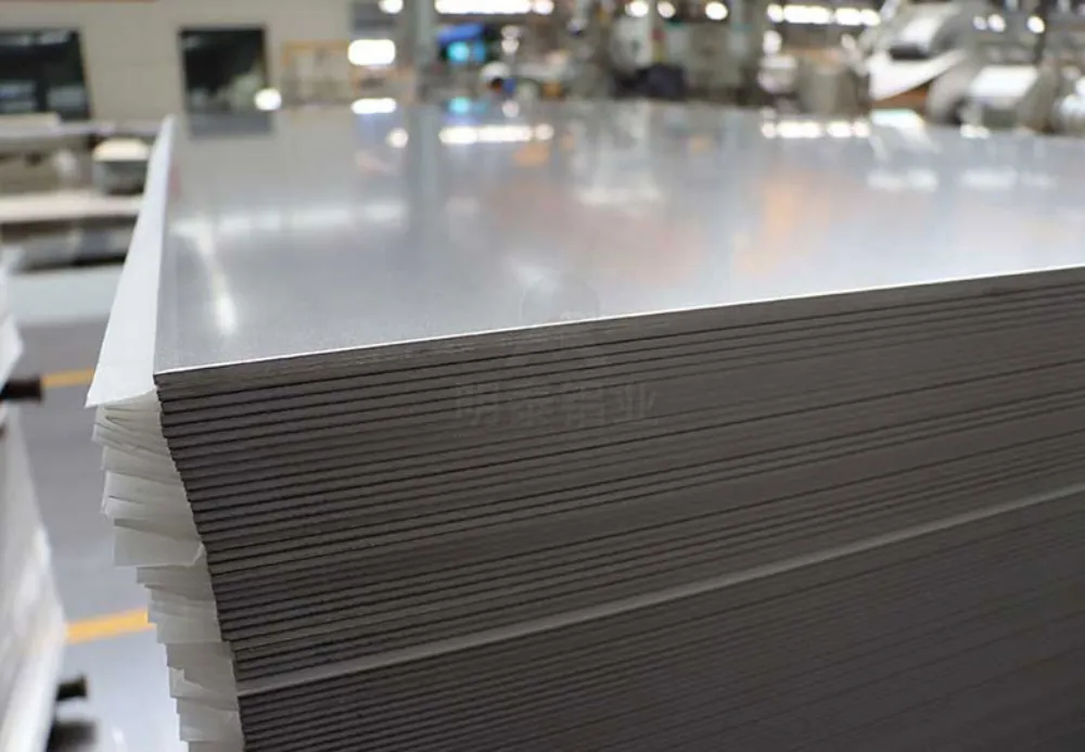 Precision-cut aluminum sheet edge showing dimensional accuracy