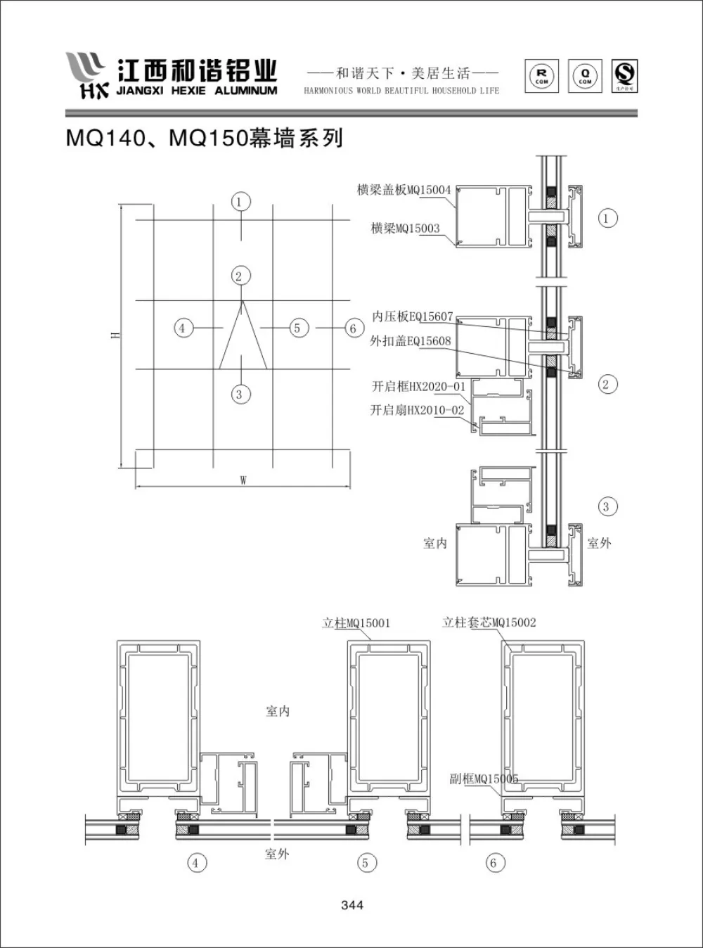 MQ140 / MQ150 Curtain Wall Aluminum Profile Series