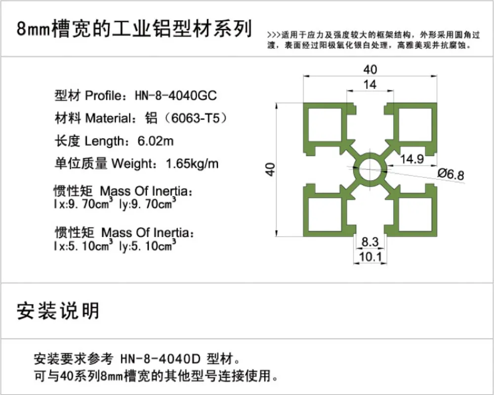 Aluminum Profile HN-8-4040GC