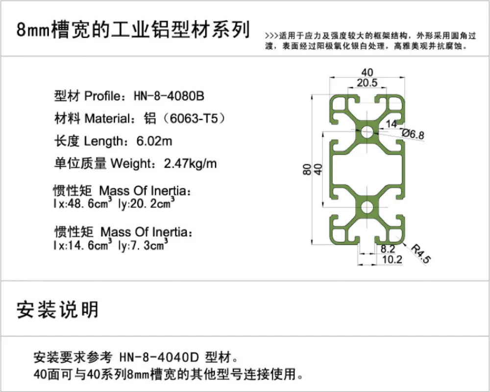 Aluminum Profile HN-8-4080B