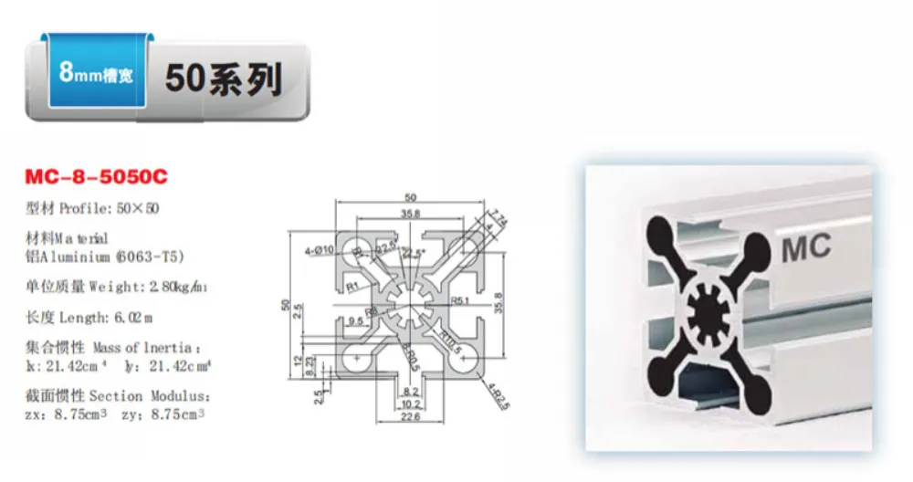 50 Series Industrial Aluminum Profile
