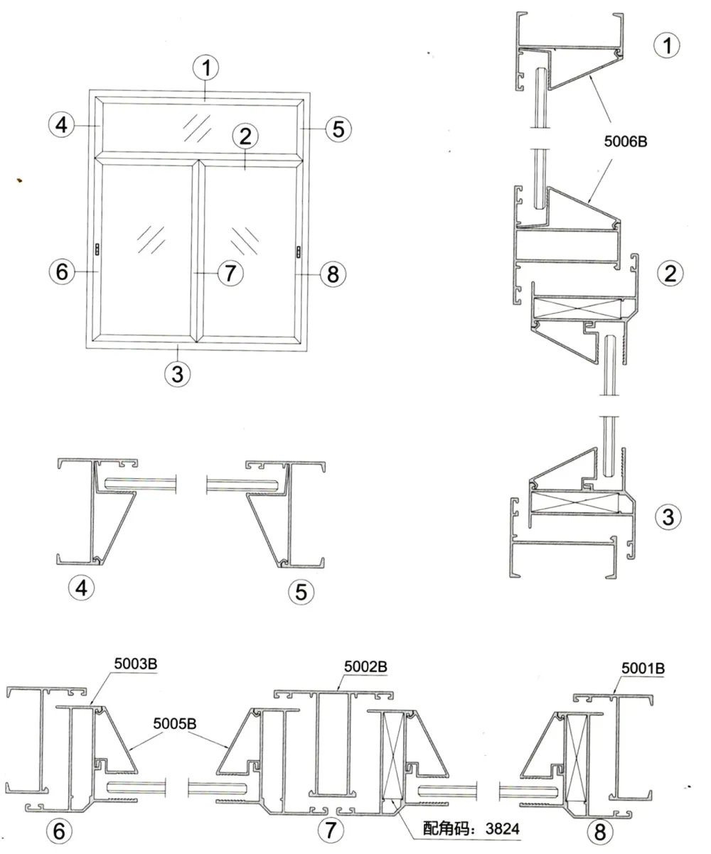 Casement Window Thermal Break Aluminum Profile