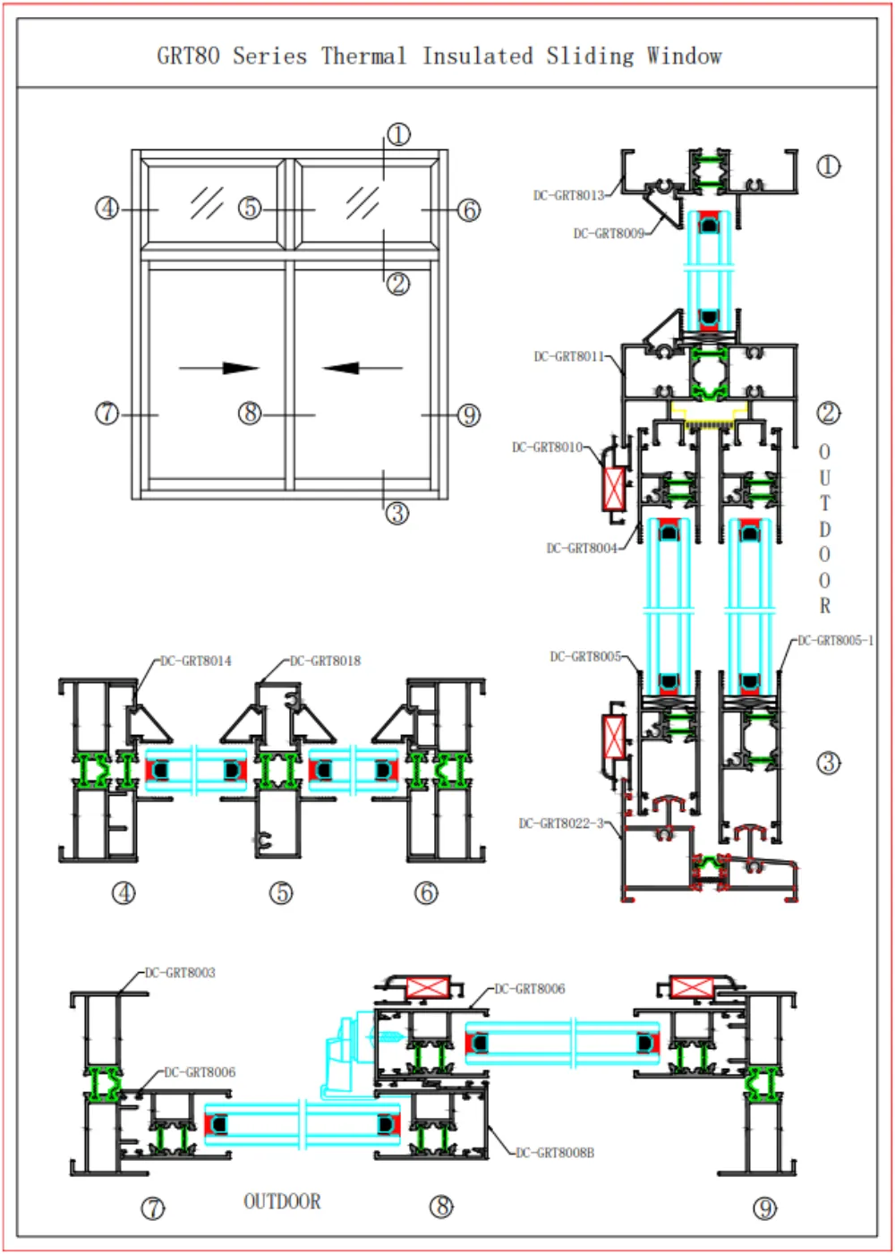 Aluminum Window Profile DC-GRT80