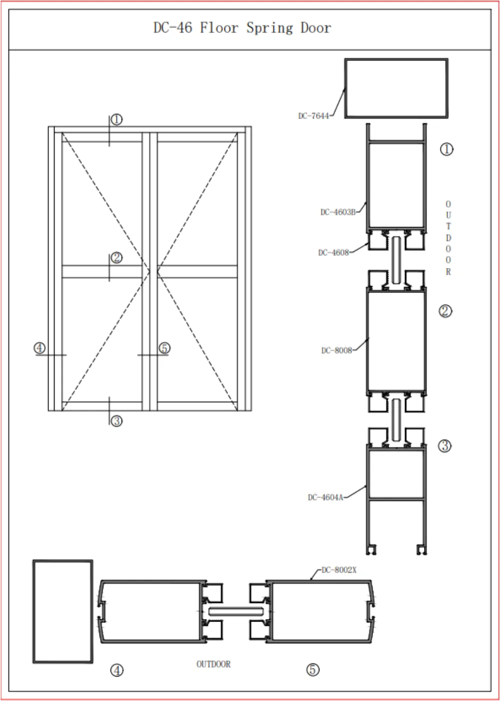 Aluminum Door Profile DC-46