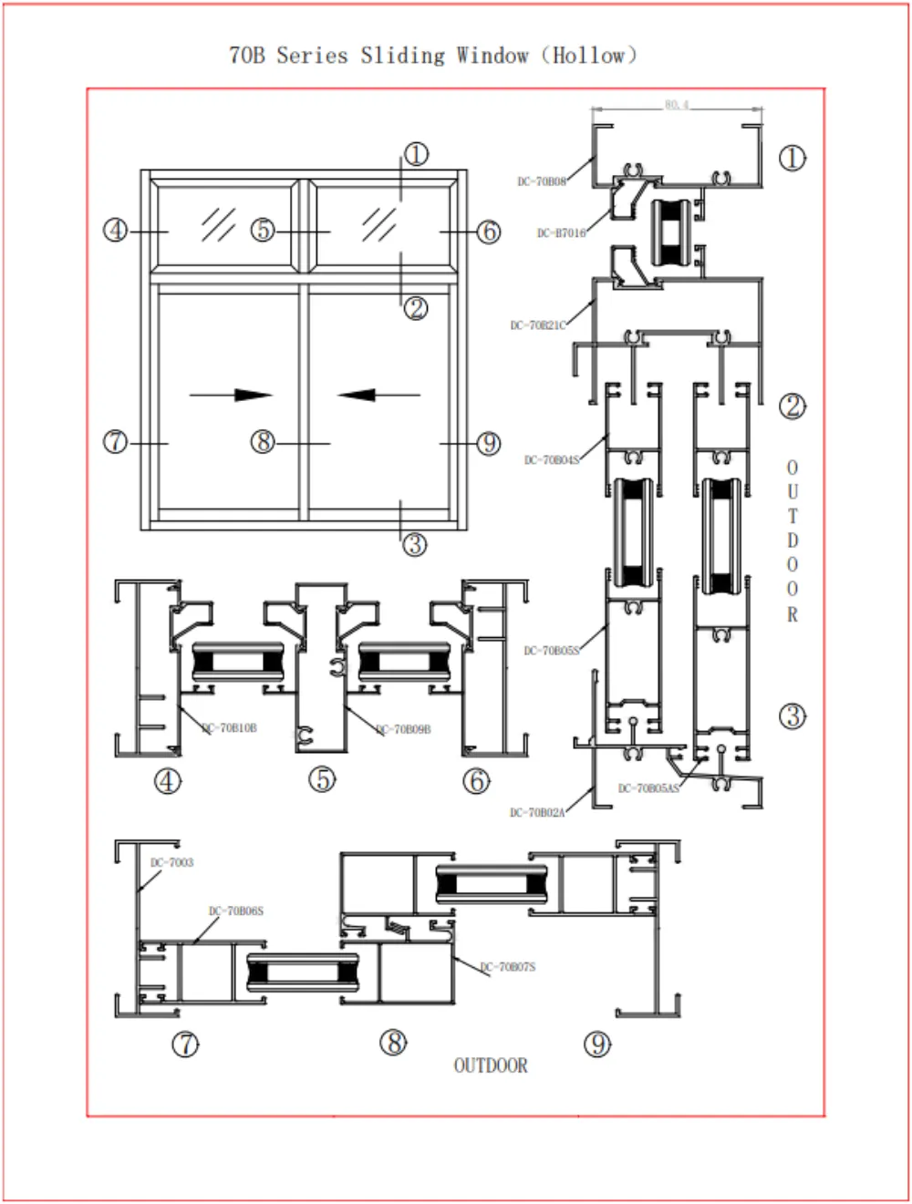 Thermal Break Aluminum Window Profile DC-70B