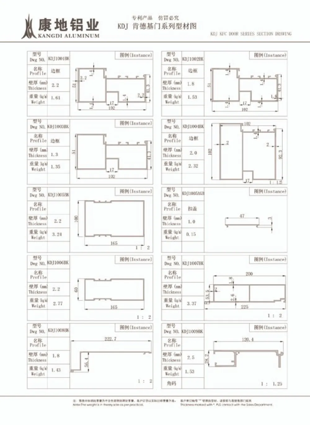 Aluminum Door Profile Style 1