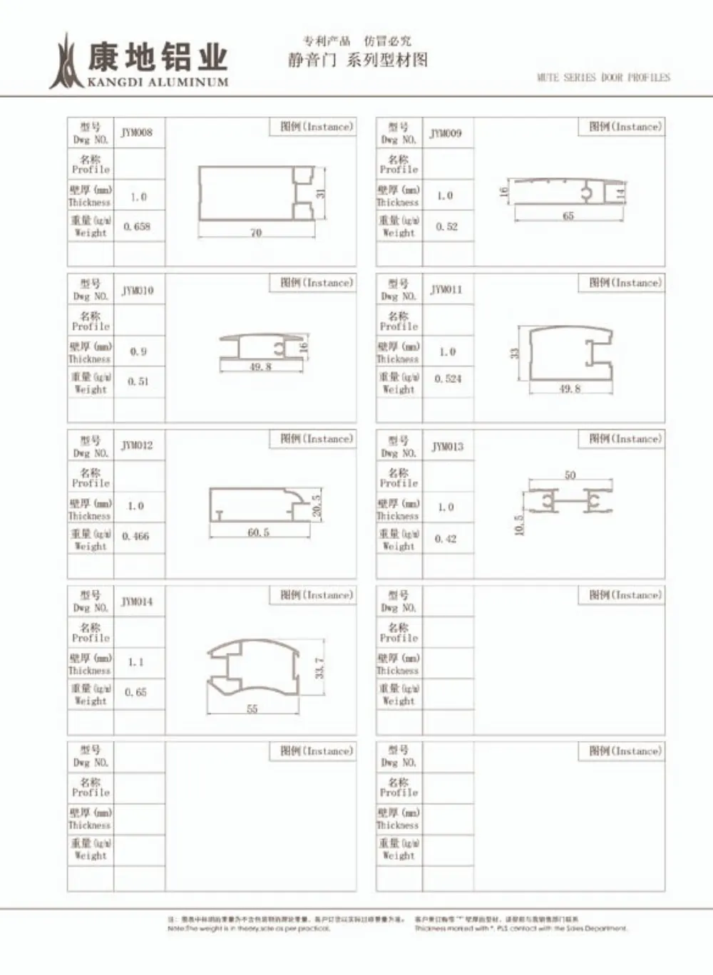Aluminum Door Profile Style 2