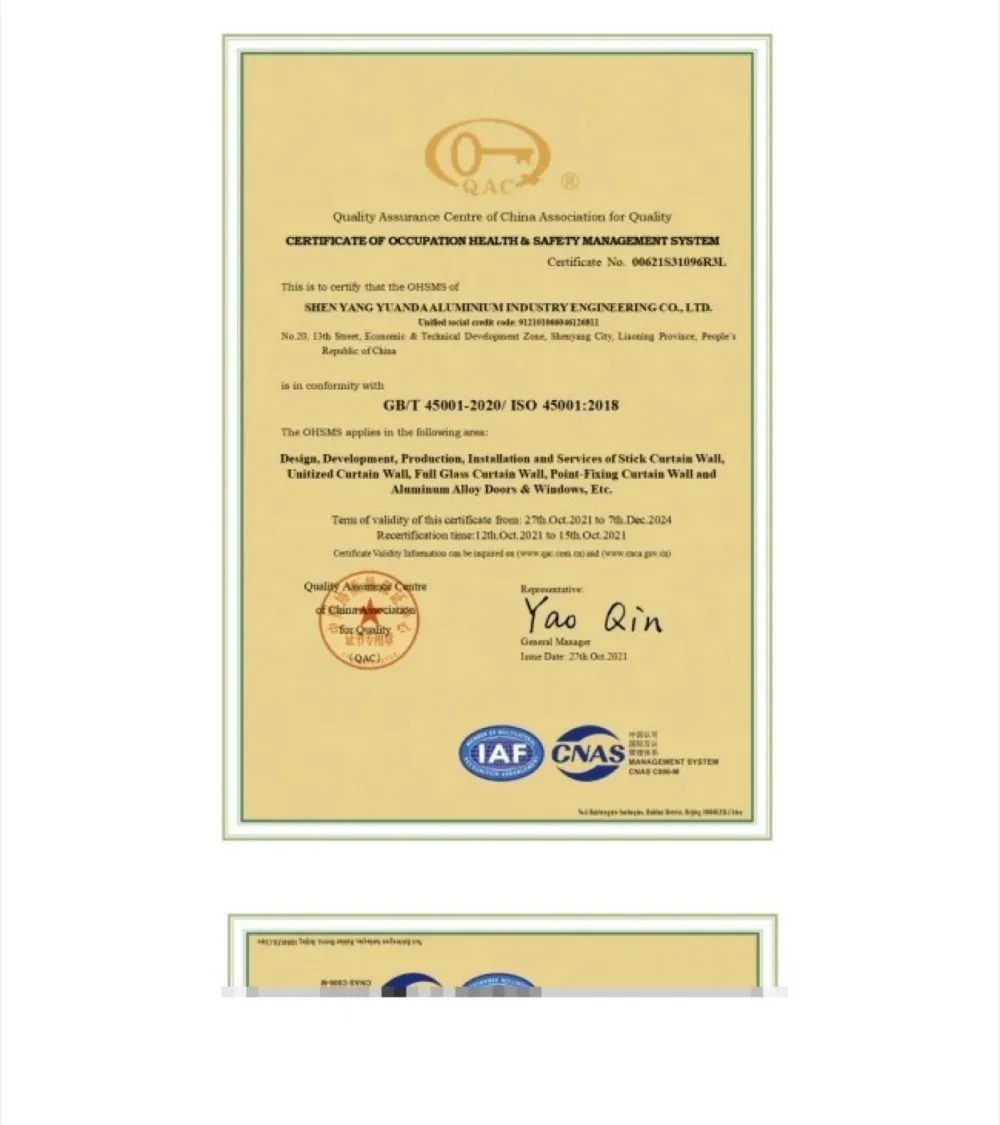 ISO 45001:2018 Occupational Health & Safety Management System Certificate (EN) — QAC/CNAS/IAF, valid to Dec 2024