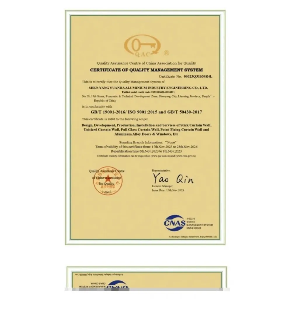 ISO 9001:2015 & GB/T 50430-2017 Quality Management System Certificate (EN) — QAC/CNAS, valid to Nov 2026