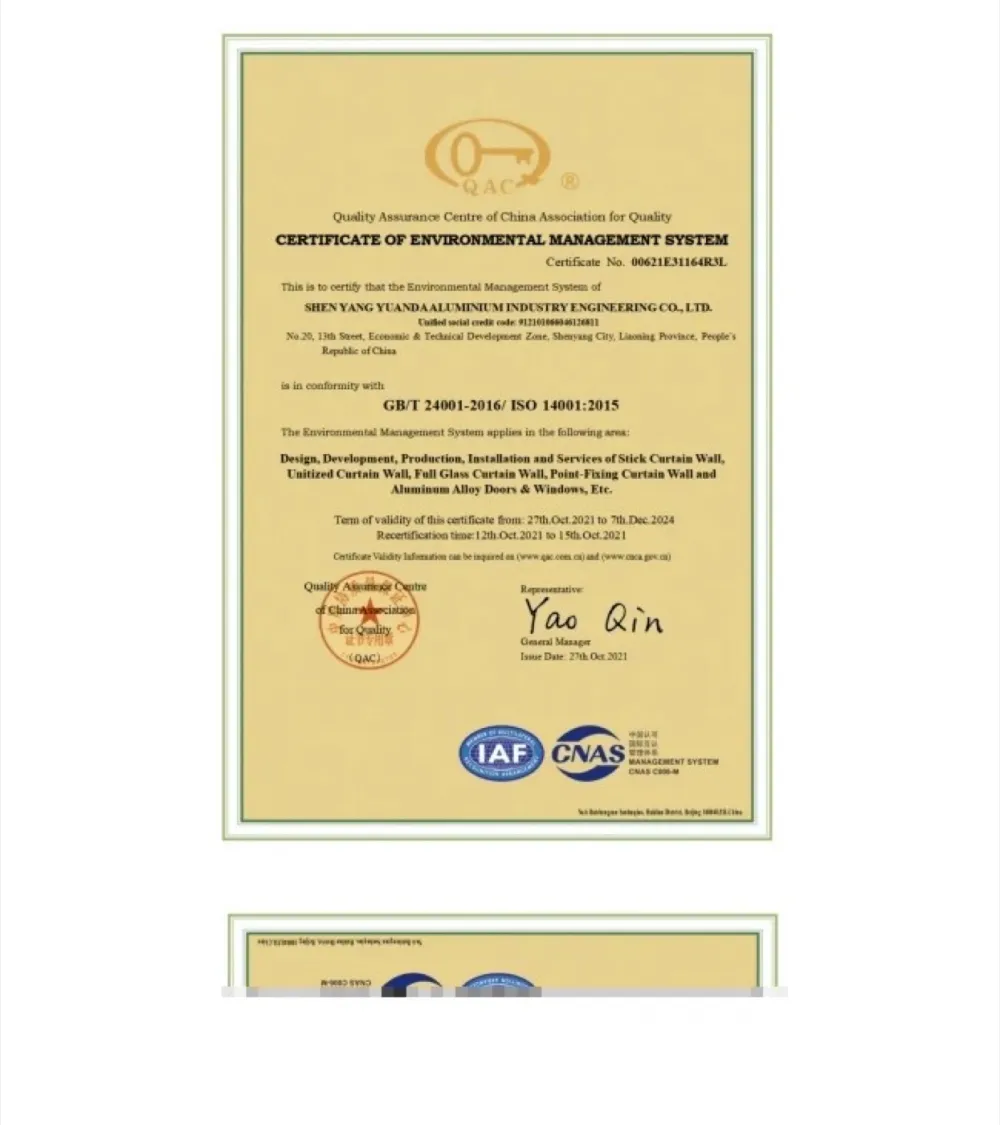 ISO 14001:2015 Environmental Management System Certificate (EN) — QAC/CNAS/IAF, valid to Dec 2024