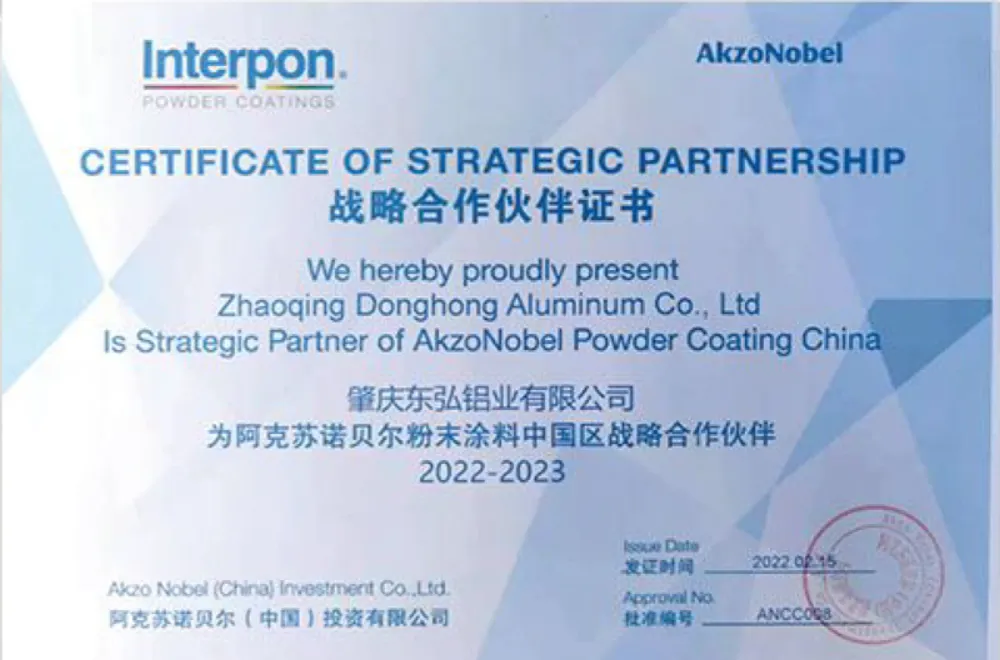 Akzo Nobel Strategic Partnership Certificate