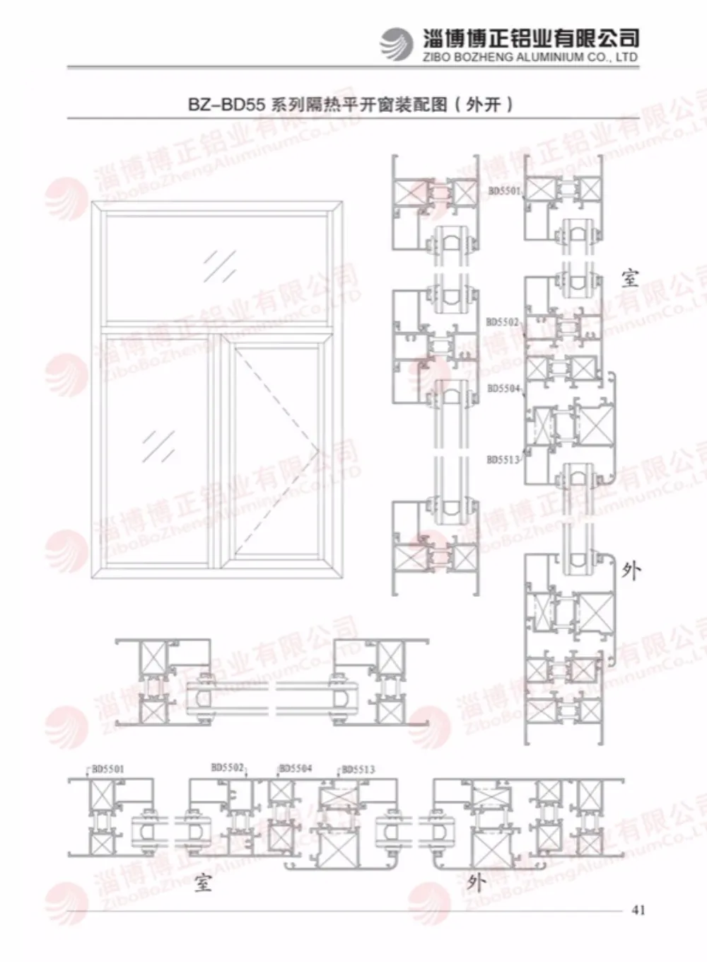 BZ-YL55 Series Thermal Break Casement Window Inward Tilt-Turn