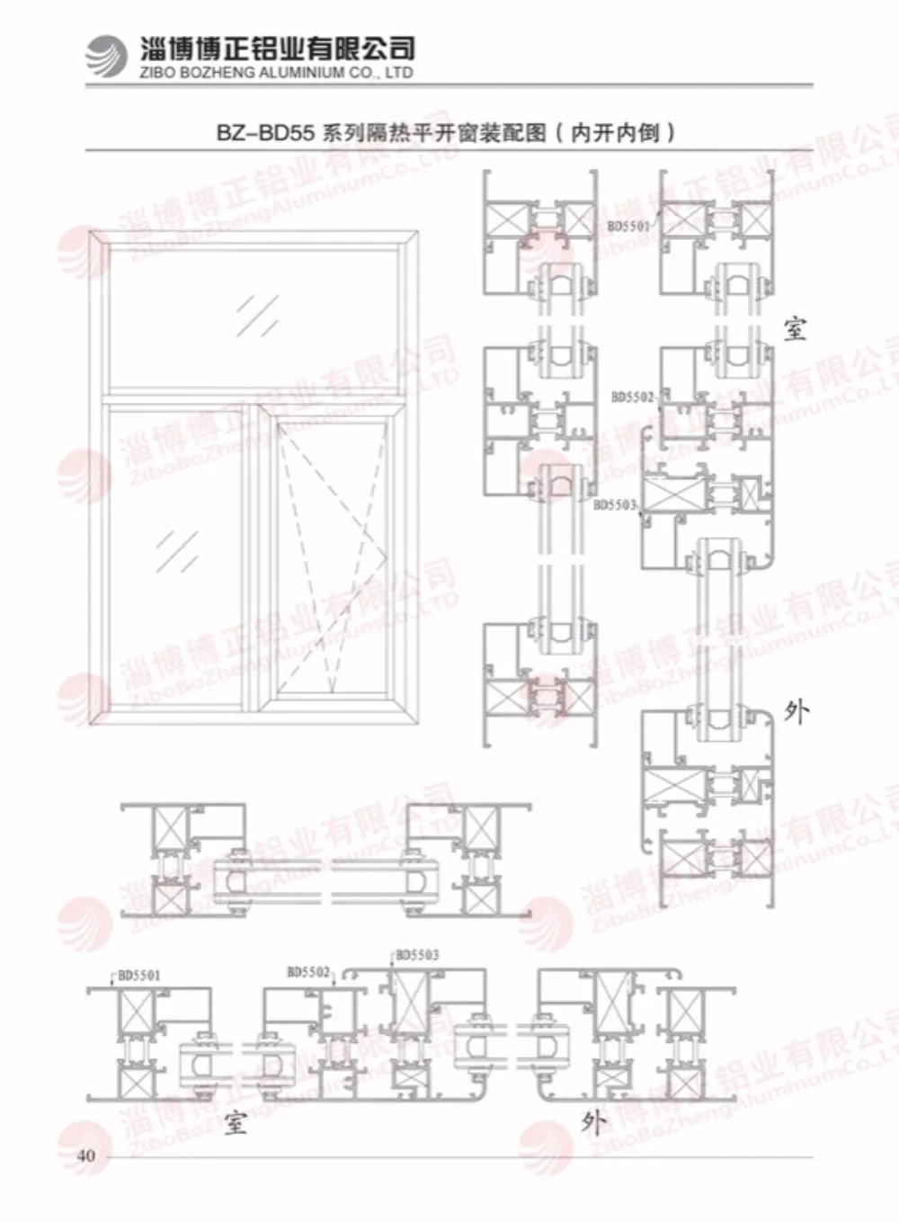 BZ-BD55 Series Thermal Break Casement Window Outward Opening